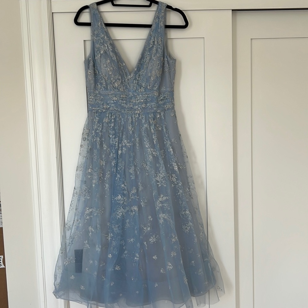 Marchesa Notte Sleeveless Tulle Tea Length Gown